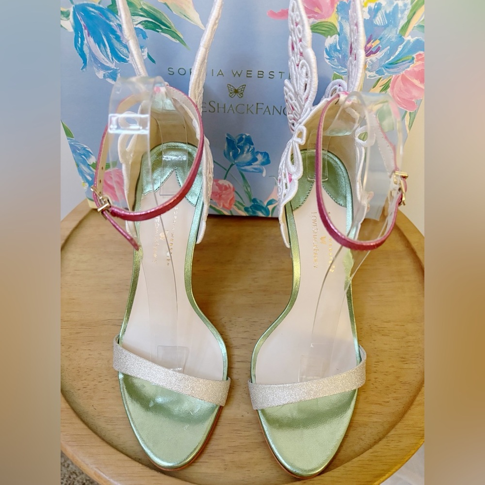 New Sophia Webster x LoveShackFancy Chiara Butterfly Heels - Picture 8 of 13